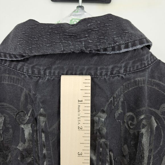 Roar Shirt Mens XXL Distressed Faded Black Embroidered Button Up Western - Picture 8 of 13